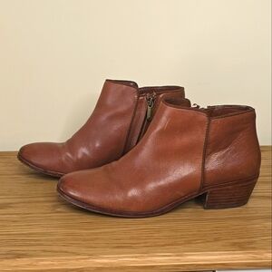 Sam Edelman Women’s Petty Leather Camel Cognac Brown Ankle Boot Size 8